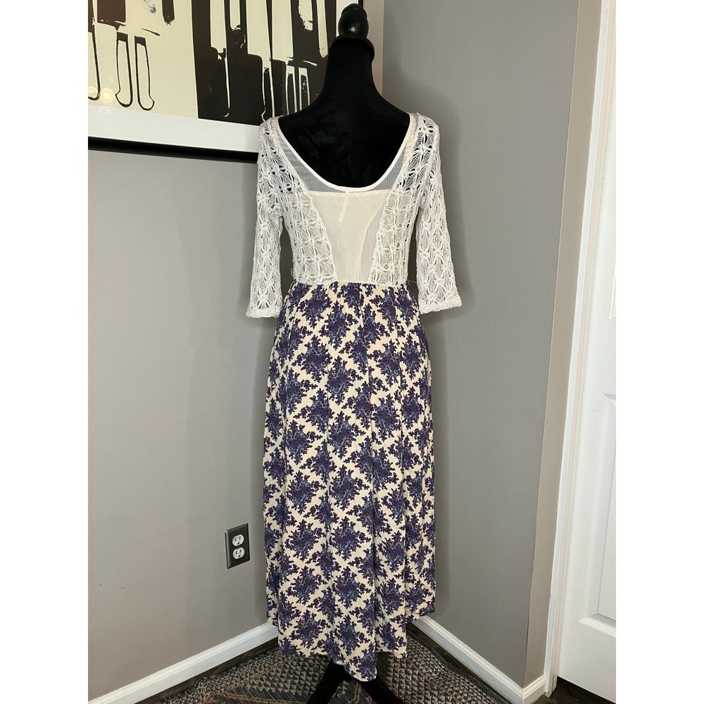 Free‎ People Lonesome Dove Hi-Lo Crochet Floral Boho Gypsy Cottage dress Size 4 - Picture 4 of 12